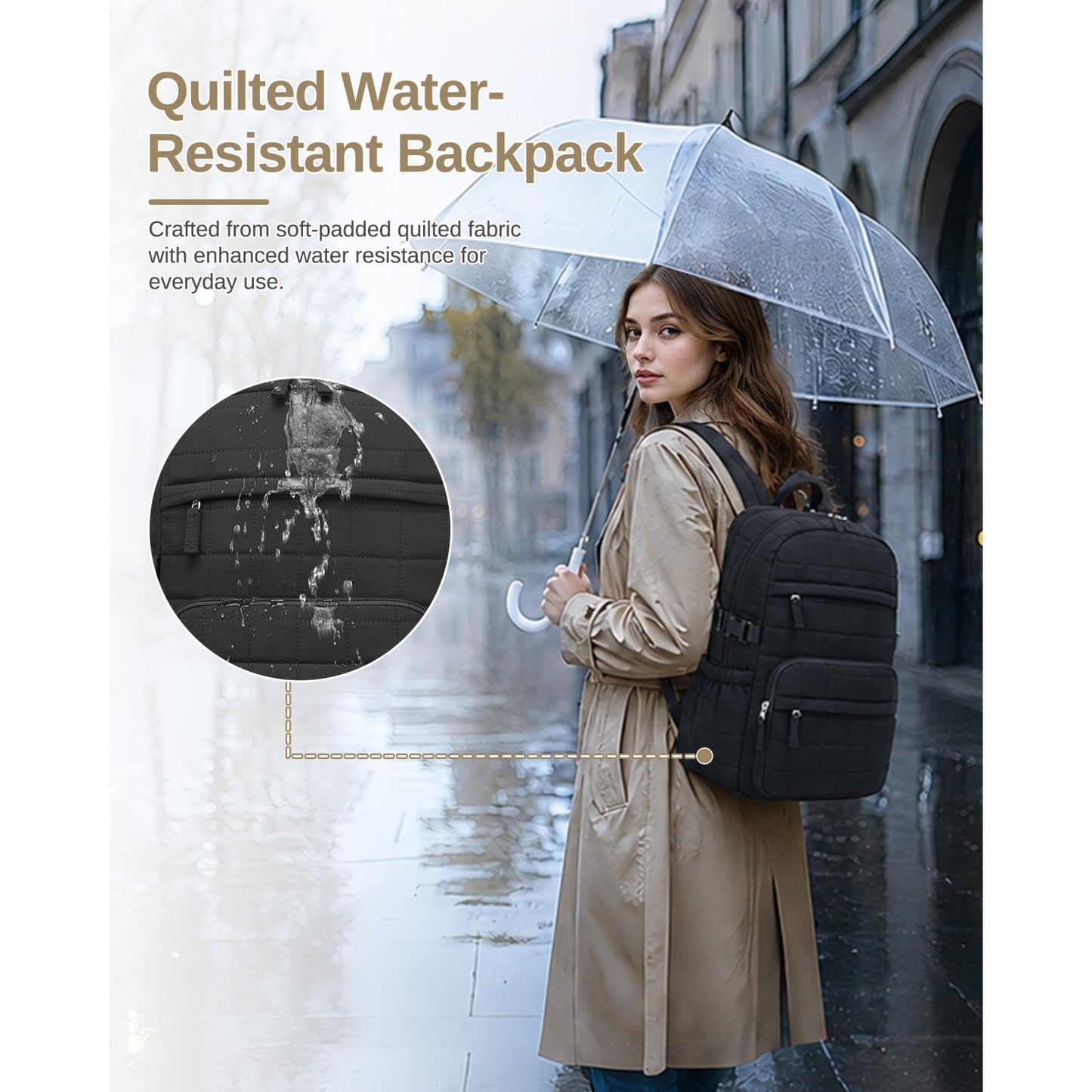 BPM2609 - Miss Lulu Quilted Lightweight Cabin Backpack for 15.6 Inch Notebook