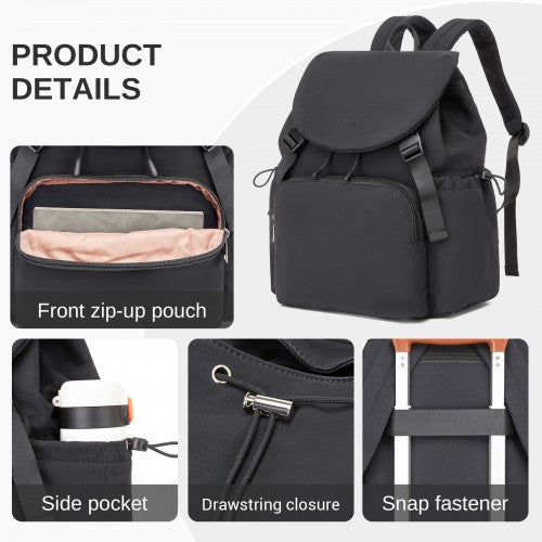 Miss Lulu BPM2610 black backpack – detail view 8