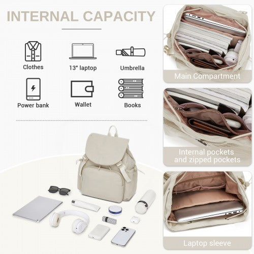 Miss Lulu BPM2610 beige backpack – detail view 10