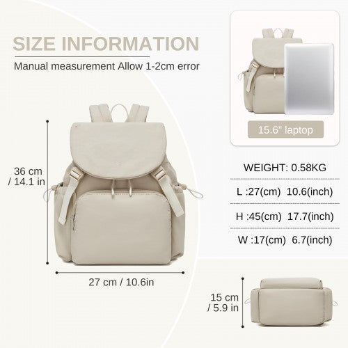 Miss Lulu BPM2610 beige backpack – detail view 7