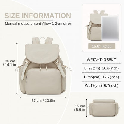 Miss Lulu BPM2610 beige backpack – detail view 7