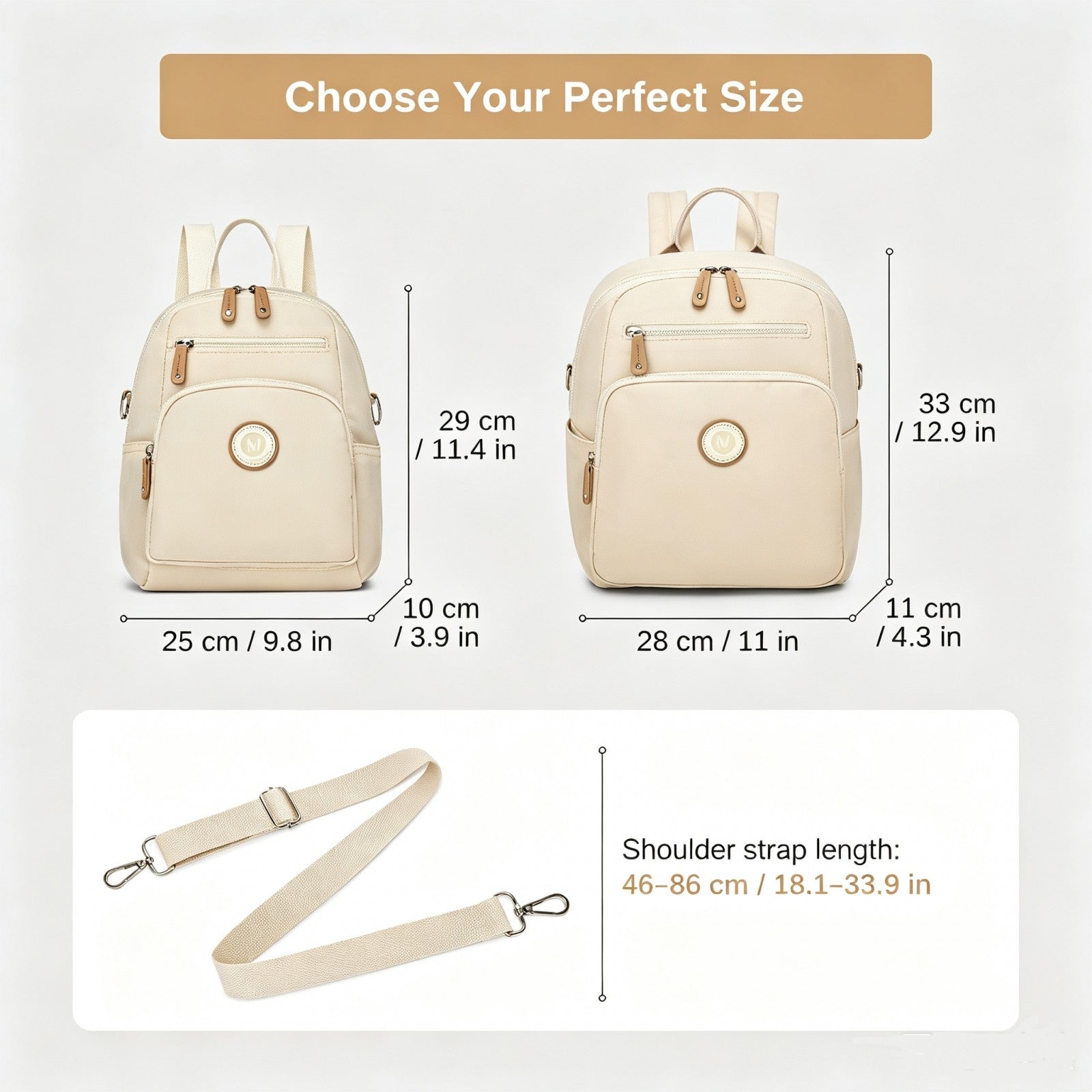 BPM2617 - Miss Lulu Women's Water-Resistant Convertible Backpack, Shoulder and Crossbody Bag