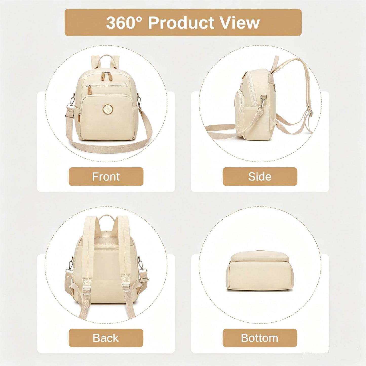 BPM2617 - Miss Lulu Women's Water-Resistant Convertible Backpack, Shoulder and Crossbody Bag