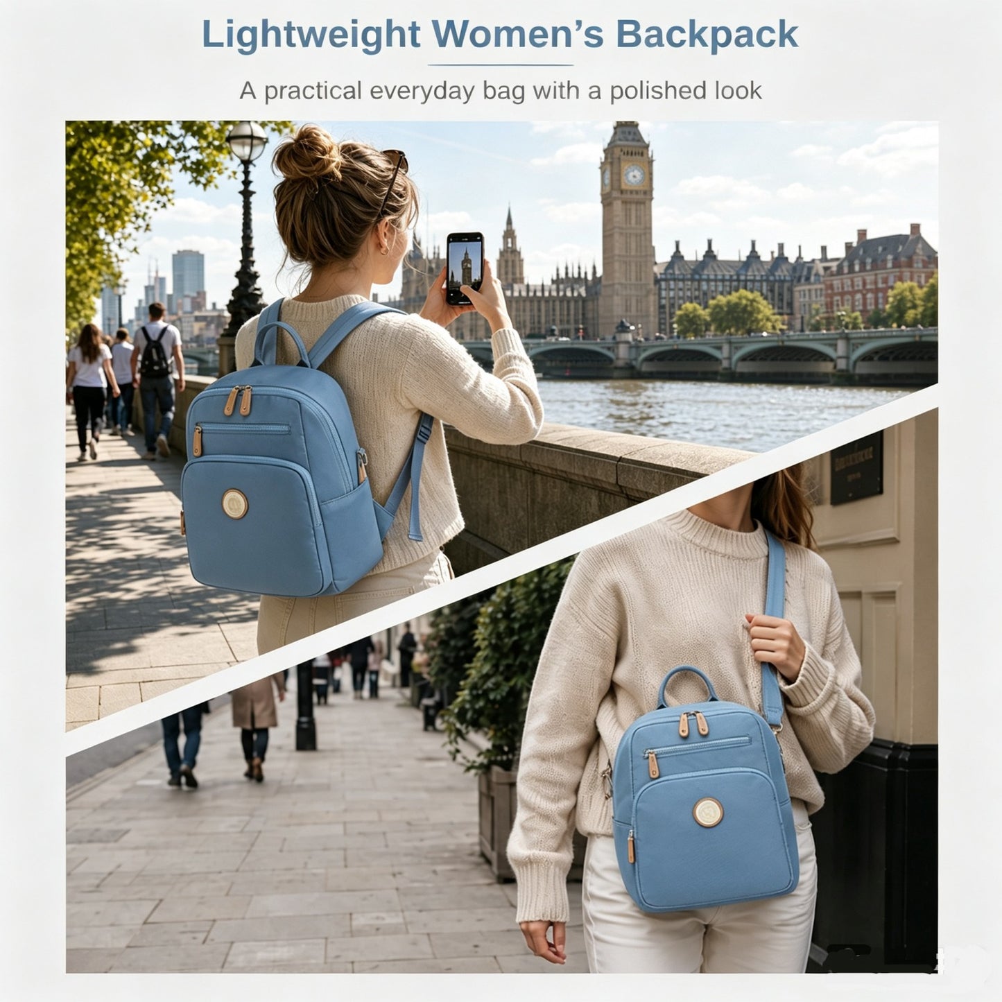 BPM2617 - Miss Lulu Women's Water-Resistant Convertible Backpack, Shoulder and Crossbody Bag