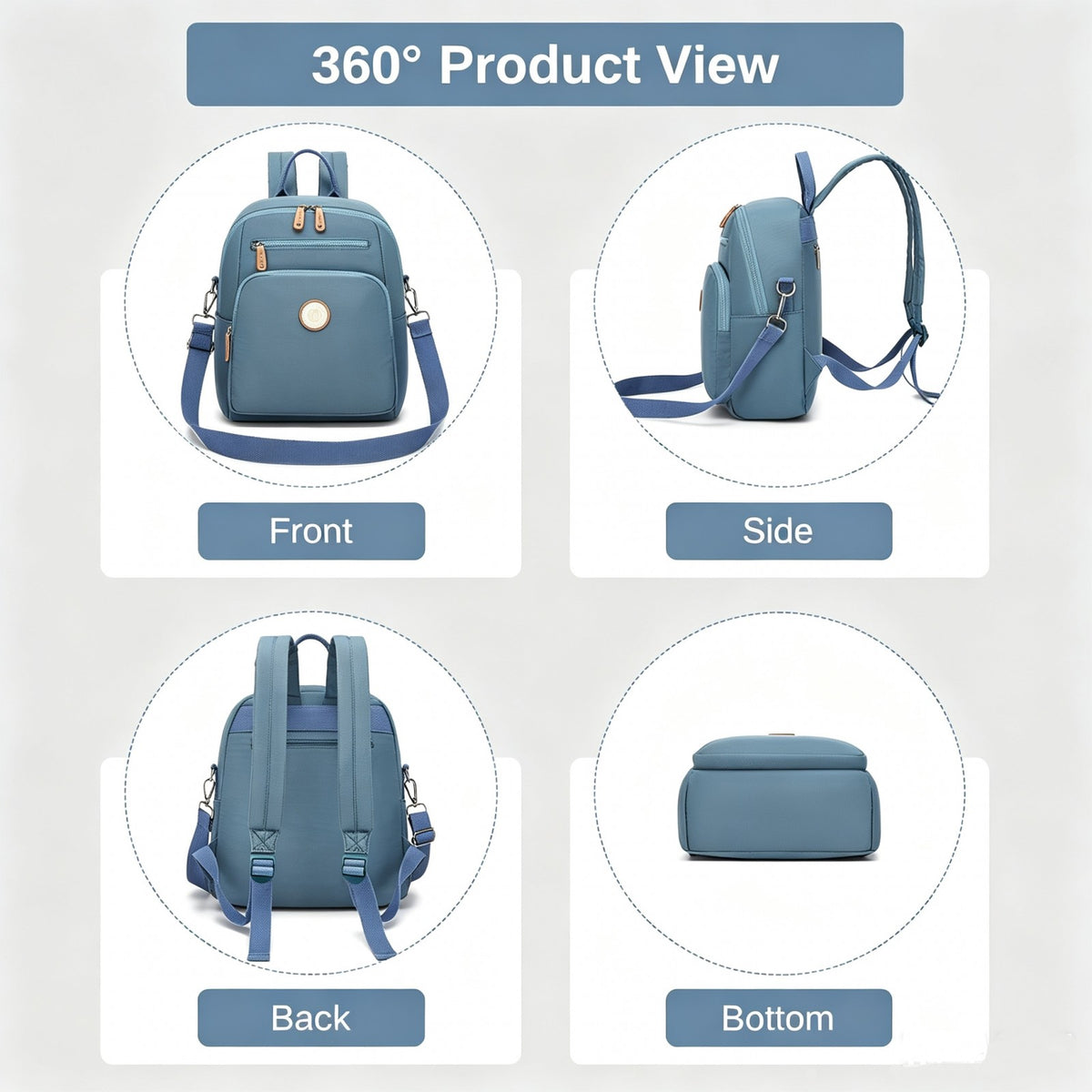 BPM2617 - Miss Lulu Women's Water-Resistant Convertible Backpack, Shoulder and Crossbody Bag