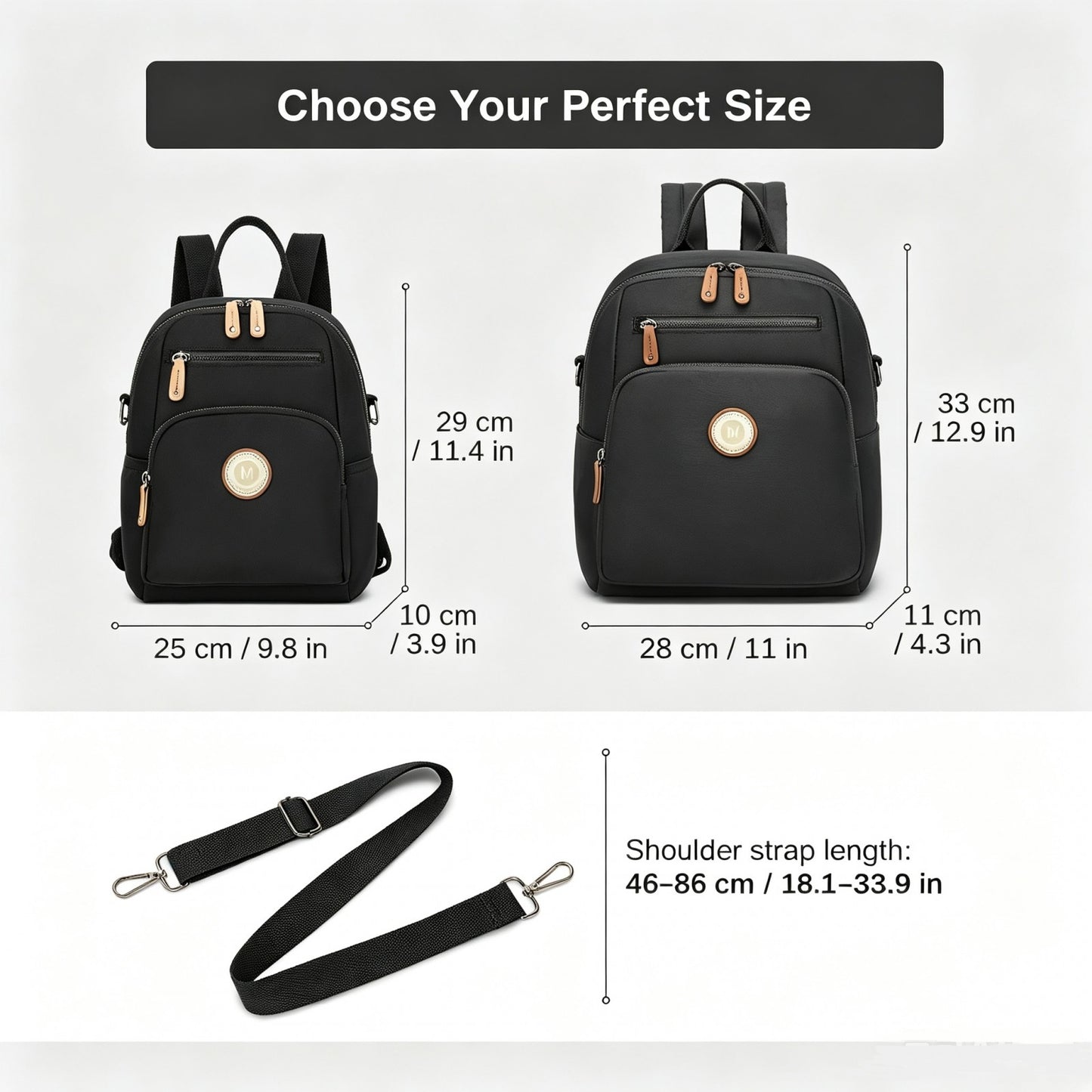 BPM2617 - Miss Lulu Women's Water-Resistant Convertible Backpack, Shoulder and Crossbody Bag