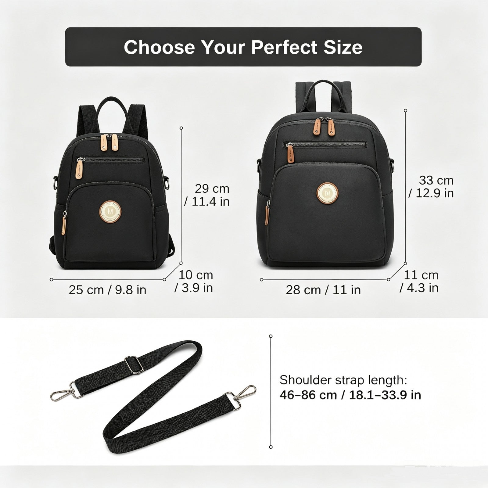 BPM2617 - Miss Lulu Women's Water-Resistant Convertible Backpack, Shoulder and Crossbody Bag