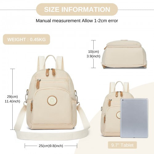 Miss Lulu BPM2651 beige backpack – detail view 6