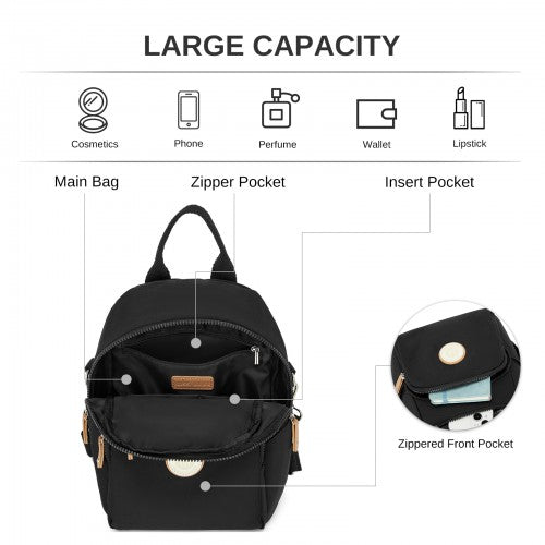 Miss Lulu BPM2651 black backpack – detail view 8