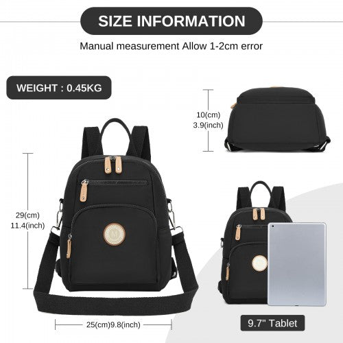 Miss Lulu BPM2651 black backpack – detail view 6