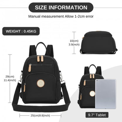 Miss Lulu BPM2651 black backpack – detail view 6