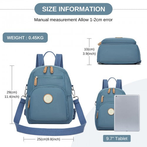 Miss Lulu BPM2651 blue backpack – detail view 6