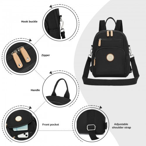 Miss Lulu BPM2651 black backpack – detail view 7