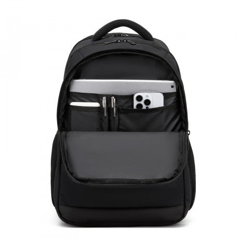 BPN2607 - Trendy Laptop Backpack,Soft Padded,Practical,Organized Storage,Lightweight 15.6" Notebook Bag for Work, School & Travel - Black
