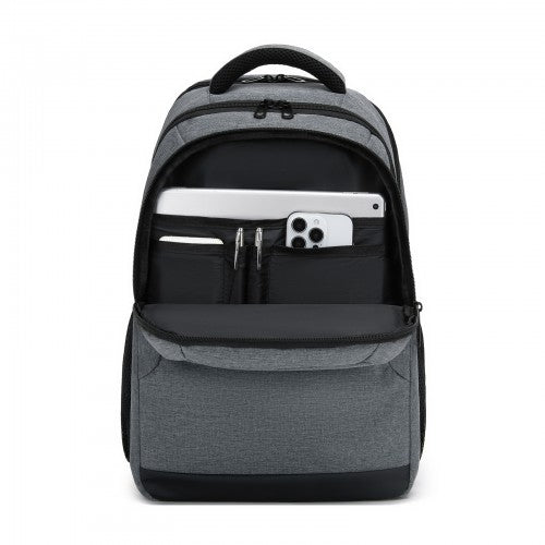 BPN2607 - Trendy Laptop Backpack,Soft Padded,Practical,Organized Storage,Lightweight 15.6" Notebook Bag for Work, School & Travel - Grey