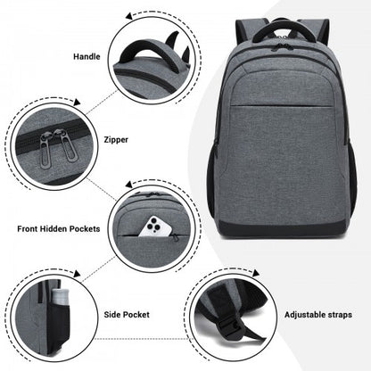 BPN2607 - Trendy Laptop Backpack,Soft Padded,Practical,Organized Storage,Lightweight 15.6" Notebook Bag for Work, School & Travel - Grey