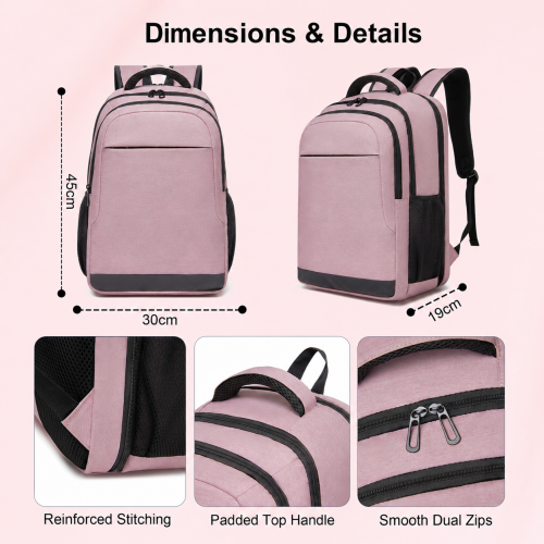 BPN2607 pink laptop backpack – detail view 6