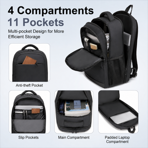 BPN2607 black laptop backpack – detail view 8
