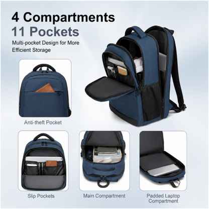 BPN2607 navy laptop backpack – detail view 8
