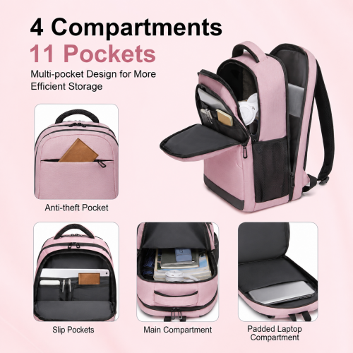 BPN2607 pink laptop backpack – detail view 8