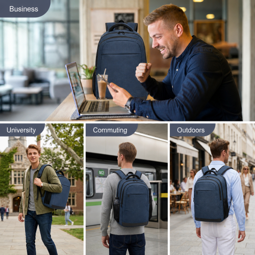 BPN2607 navy laptop backpack – detail view 11