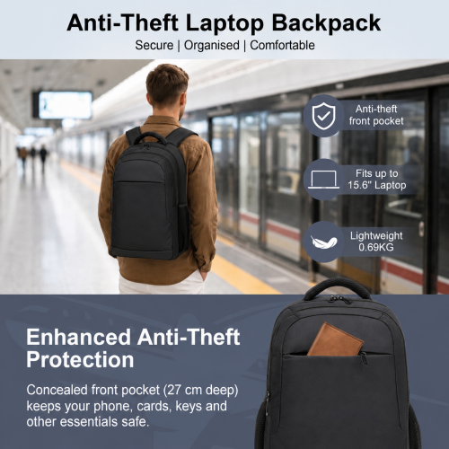 BPN2607 black laptop backpack – detail view 9