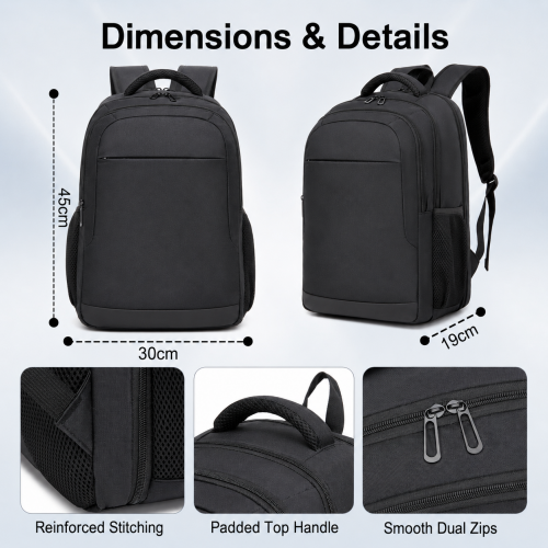 BPN2607 black laptop backpack – detail view 6