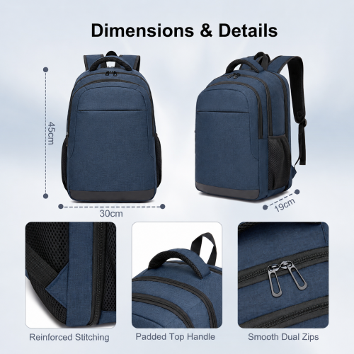 BPN2607 navy laptop backpack – detail view 6