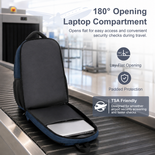 BPN2607 navy laptop backpack – detail view 10