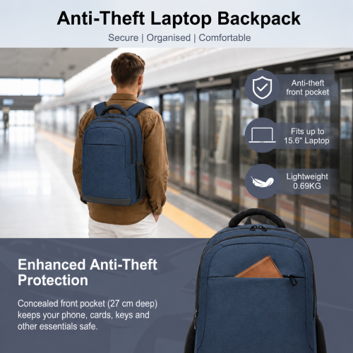 BPN2607 navy laptop backpack – detail view 9