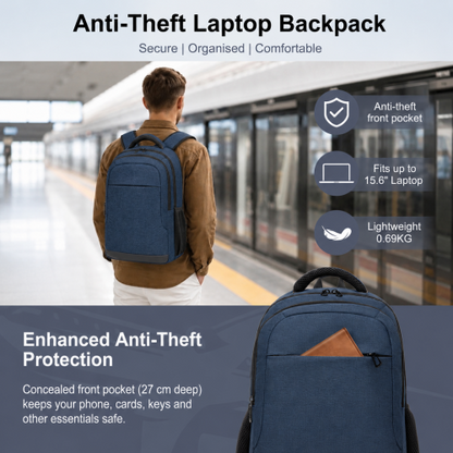BPN2607 navy laptop backpack – detail view 9