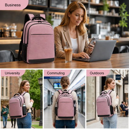 BPN2607 pink laptop backpack – detail view 11