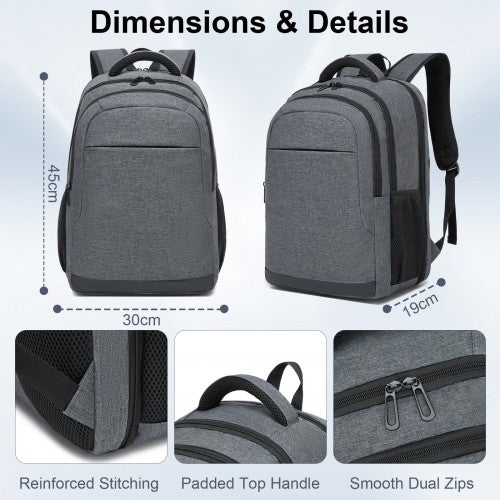 BPN2607 grey laptop backpack – detail view 6