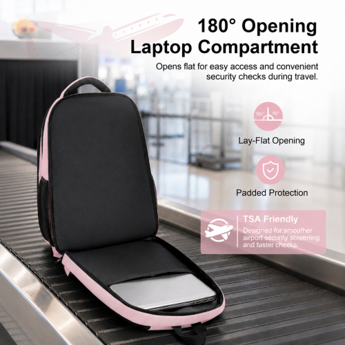 BPN2607 pink laptop backpack – detail view 10