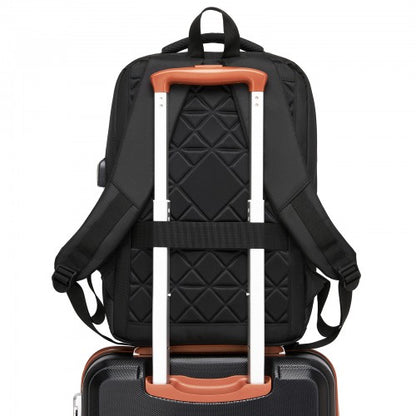BPS2603 - Premium Laptop Backpack, 15.6 Inch USB Charging Backpack with Padded Laptop Sleeve, Ideal for Work and Commuting - Black