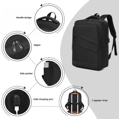 BPS2603 - Premium Laptop Backpack, 15.6 Inch USB Charging Backpack with Padded Laptop Sleeve, Ideal for Work and Commuting - Black