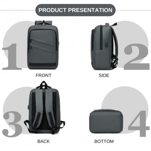 BPS2603 grey laptop backpack – rear view