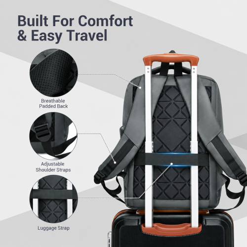 BPS2603 grey laptop backpack – detail view 6