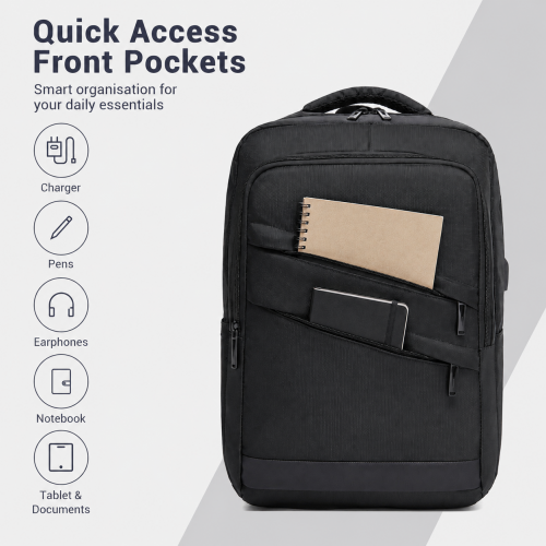 BPS2603 black laptop backpack – detail view 10