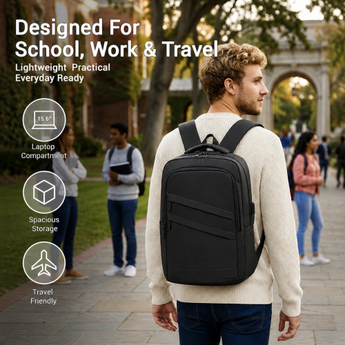 BPS2603 black laptop backpack – detail view 12