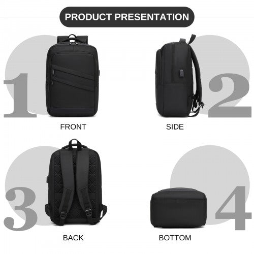 BPS2603 black laptop backpack – rear view