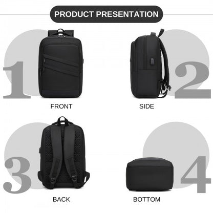 BPS2603 black laptop backpack – rear view