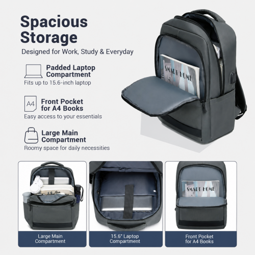 BPS2603 grey laptop backpack – detail view 10