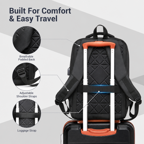 BPS2603 black laptop backpack – detail view 6