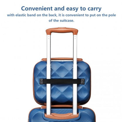 K2395L - British Traveller 13 Inch Ultralight ABS And Polycarbonate Vanity Case - Navy And Brown