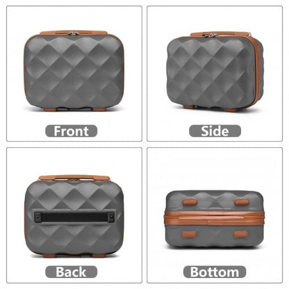 K2395L - British Traveller 13 Inch Ultralight ABS And Polycarbonate Vanity Case - Grey And Brown