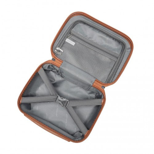 K2395L - British Traveller 13 Inch Ultralight ABS And Polycarbonate Vanity Case - Navy And Brown