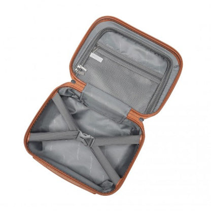 K2395L - British Traveller 13 Inch Ultralight ABS And Polycarbonate Vanity Case - Navy And Brown