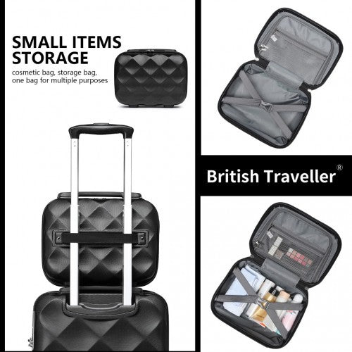K2395L - British Traveller 13 Inch Ultralight ABS And Polycarbonate Vanity Case - Black