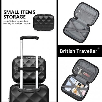 K2395L - British Traveller 13 Inch Ultralight ABS And Polycarbonate Vanity Case - Black